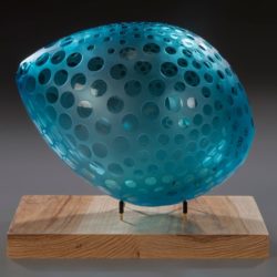 "Course" (light blue), blown and carved glass, 10 x 12 x 9, 2016, $3,500