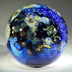 "Megaworld", glass, 9” diameter, 2005, $18,000 ( smaller planets $2,000 and $595)