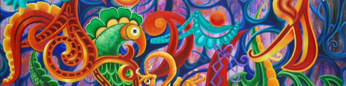 Lady Pink, "Pink Birds of Paradise" (detail), 2010, 44” x 54” acrylic on canvas