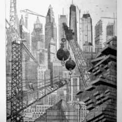 Jeff Atwood, "The City Rises", 2013. Etching, 24" x 18"