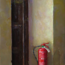 Thalia Chantziara, "Extinguisher", 2015. Oil on mylar, 36" x 16" 