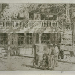1937: Childe Hassam, "Toby’s Cos Cob", October 31, 1915, Etching. Greenwich Historical Society, Gift of Mr. and Mrs. Hugh B. Vanderbilt