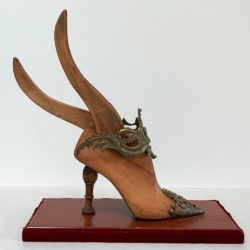 Dante Taparelli, "Winged Victory", Wood, Metal, Found Artifacts, Lasts, 15” H x 5.5” W x 16” L