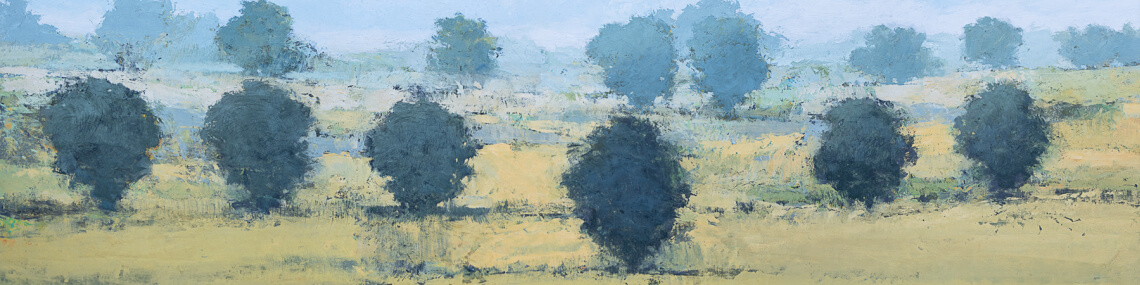Paul Balmer, "Misty Afternoon" (detail), 2023. Oil on canvas, 37 in. x 94 in.